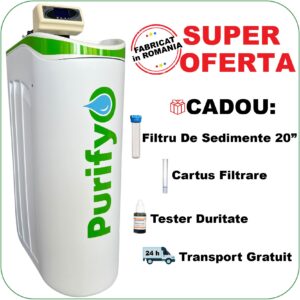Dedurizator Purifyo 30 Litri+ CADOU: Carcasa filtru, Tester duritate, Cartus filtrare