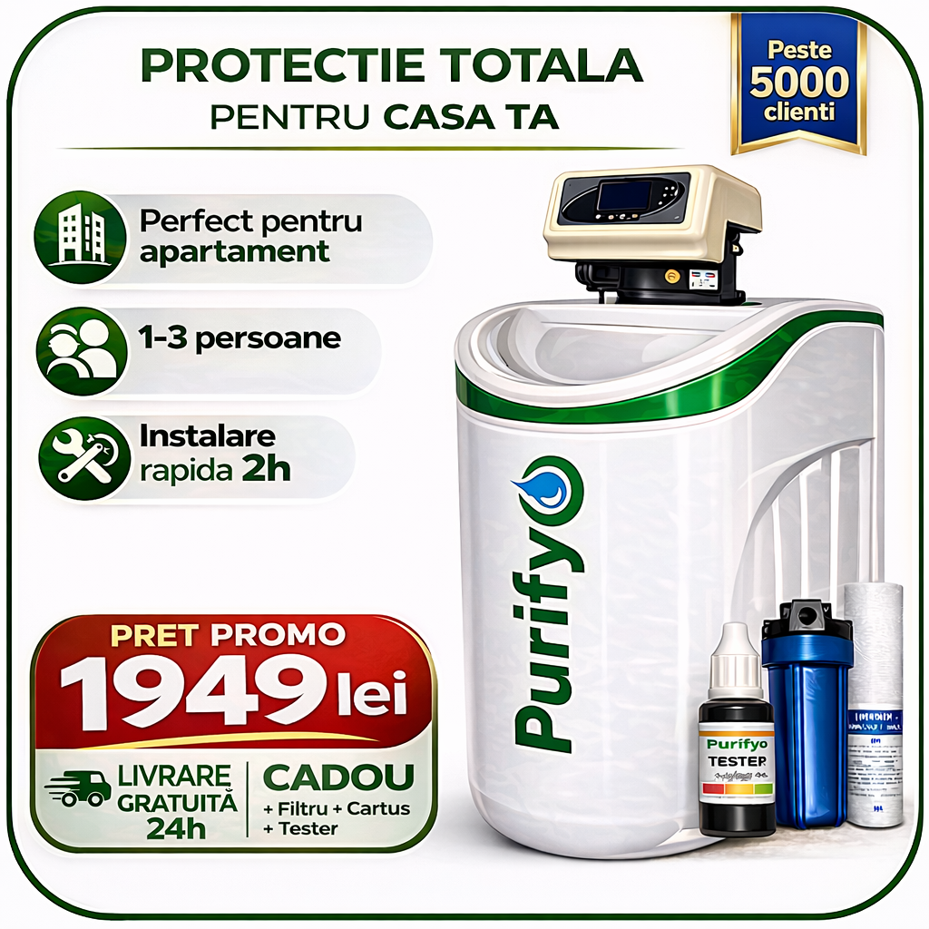 Dedurizator Purifyo SDP 11 Litri+ CADOU: Carcasa filtru, Tester duritate, Cartus tratare