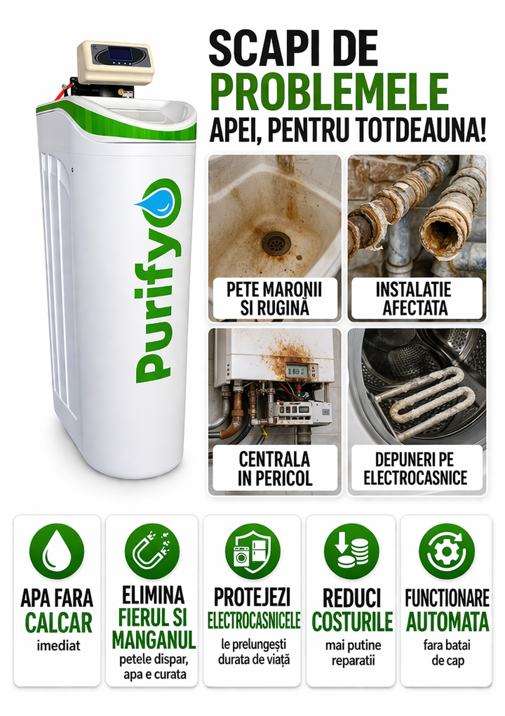 Dedurizator cu rasina mixta pentru eliminarea calcarului, fierului si manganului