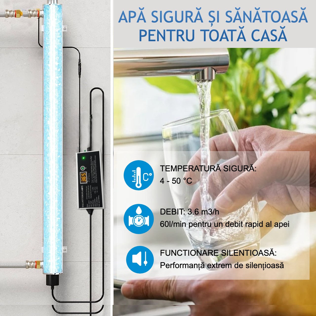 Sterilizator UV 55 W Purifyo cu Afisaj Numar Zile 6 Sterilizator UV 55 W Purifyo cu Afisaj Numar Zile - imagine 6