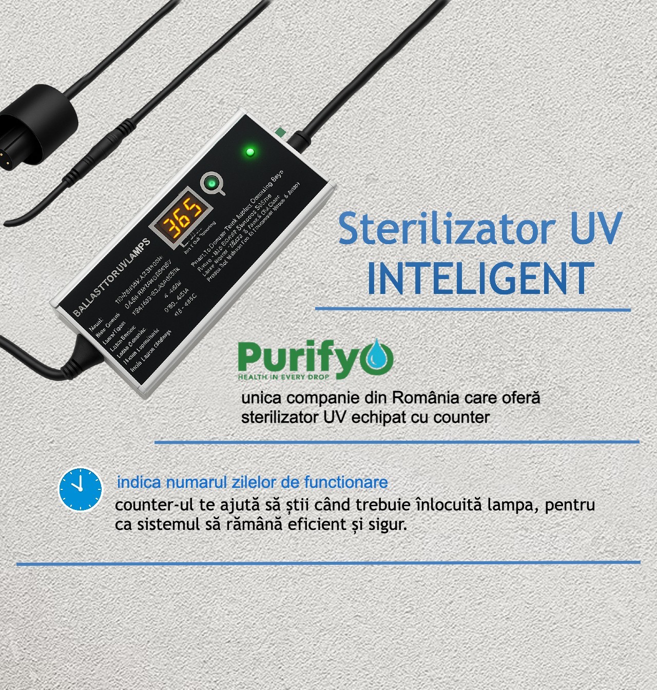 Sterilizator UV 55 W Purifyo cu Afisaj Numar Zile 8 Sterilizator UV 55 W Purifyo cu Afisaj Numar Zile - imagine 8