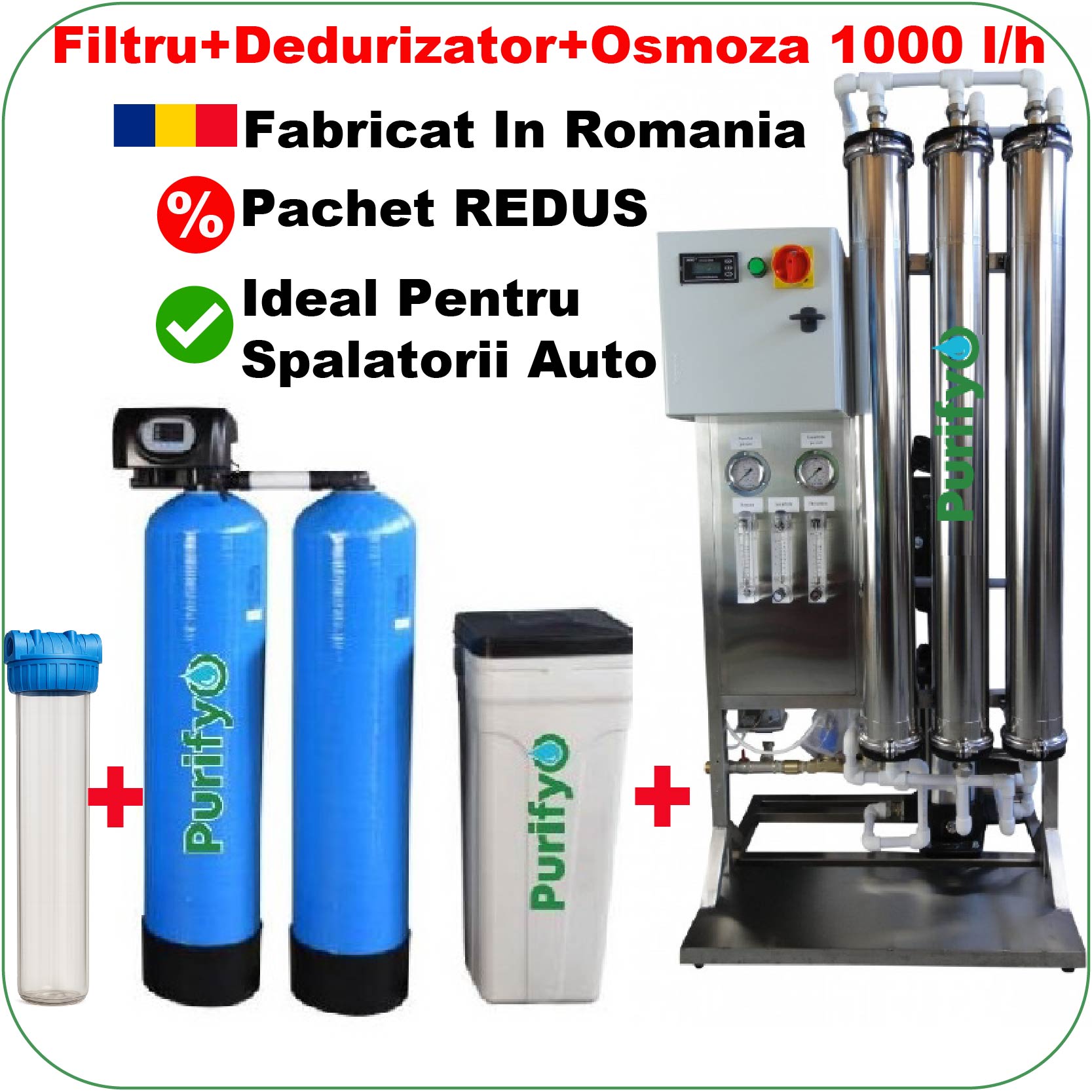 Pachet Spalatorie Auto 7-8 piste: Osmoza industriala 1000l+Dedurizator Duplex 100+ Filtru