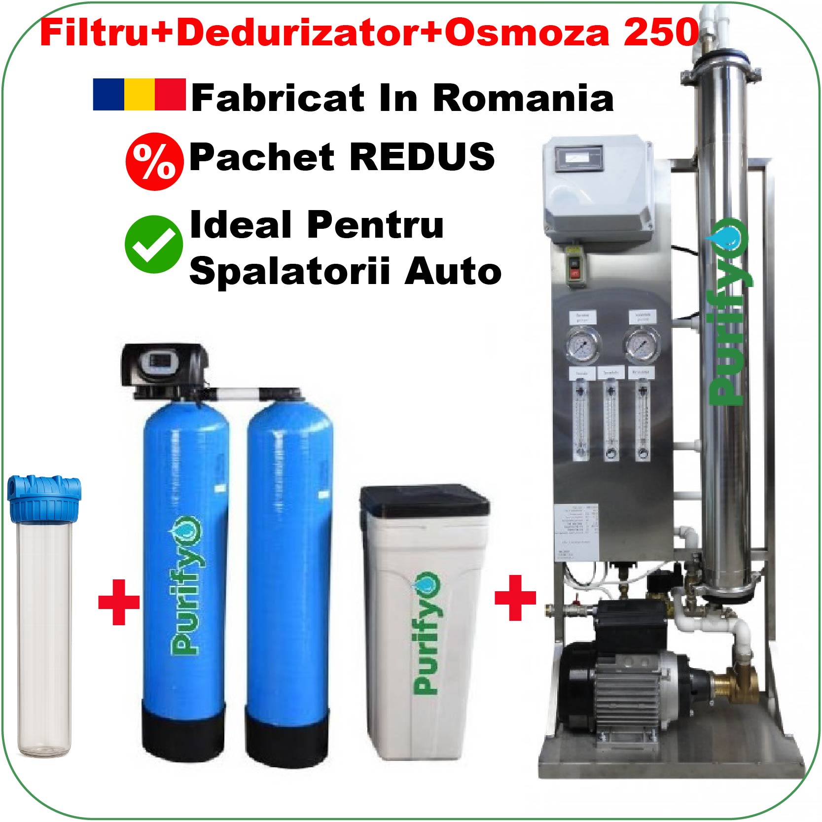Pachet Spalatorie Auto 1-2 piste: Osmoza industriala 250l+Dedurizator Duplex 35+ Filtru