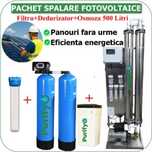 Pachet Spălare Fotovoltaice- Dedurizator Duplex Purifyo 35 Litri + Osmoza Inversă Industrială 500 Litri/h